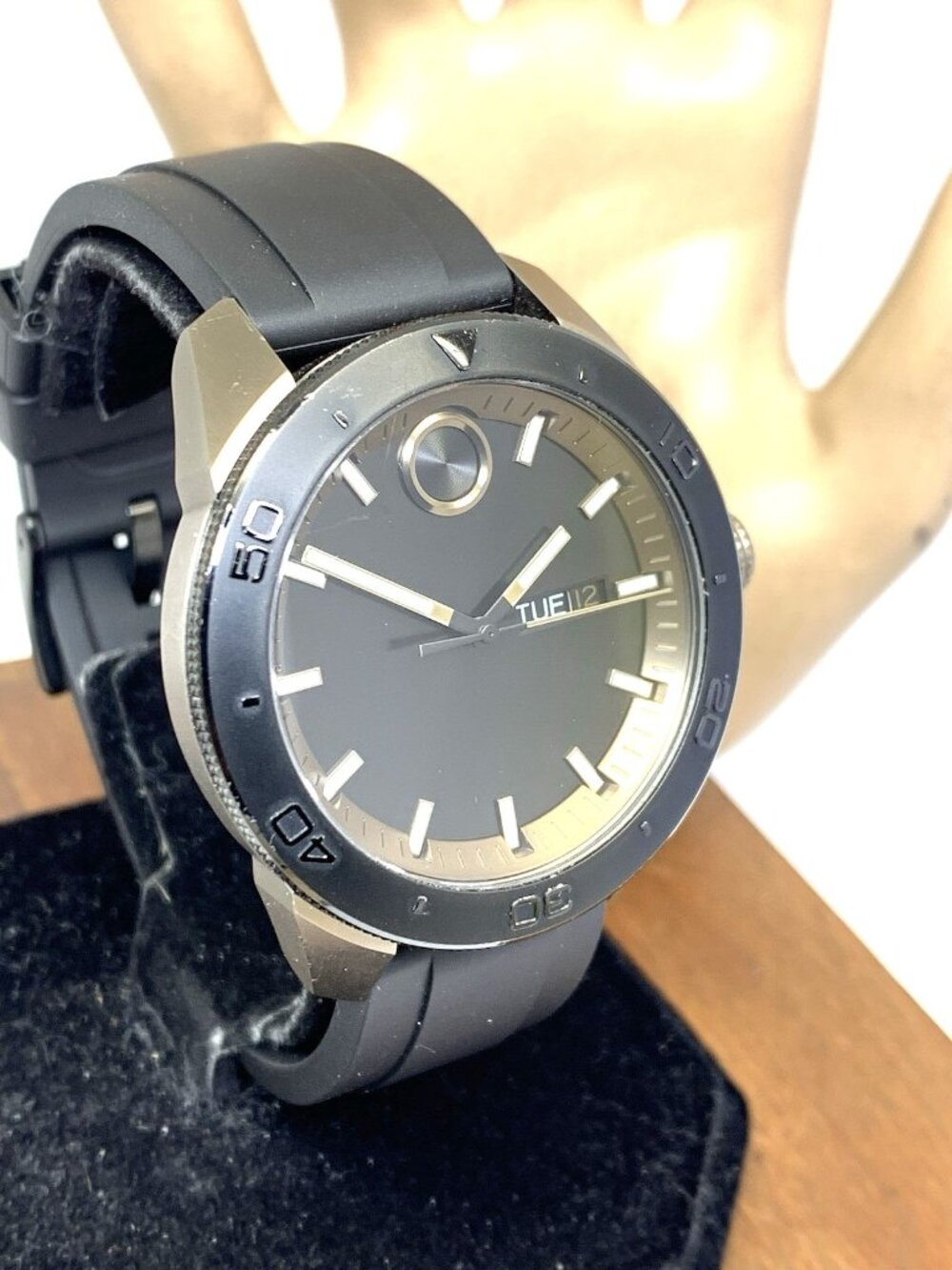 Movado Men's Watch 3600452 Bold Black Dial Swiss Quartz Rubber Strap 43mm